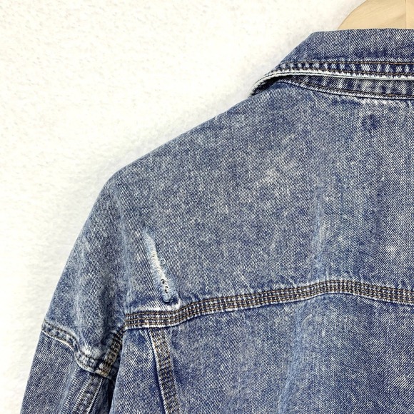 Y2K UNIONBAY Jean Jacket S Acid Wash Denim Trucker Distressed Bomber Grunge 90s - Picture 6 of 15